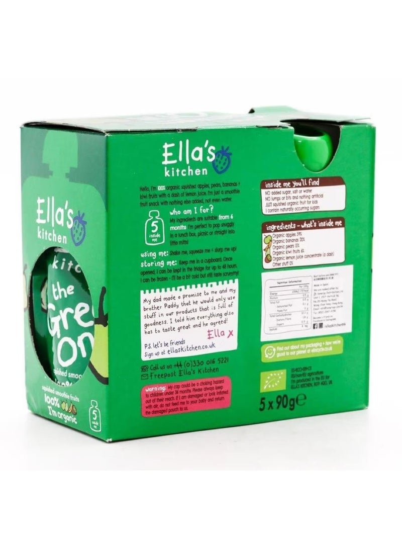 Ella’s kitchen Organic The Green One Squished Smoothie Fruits 6+ Months 5X90G - Image 3